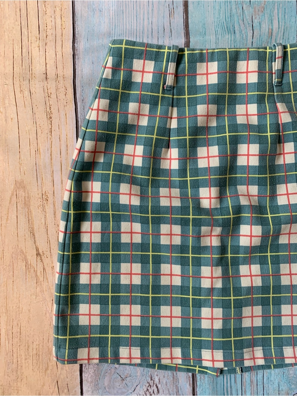 Fashion Brand Company Cropped Plaid Blazer and skirt set in Teal, White and Pink - Picture 10 of 13